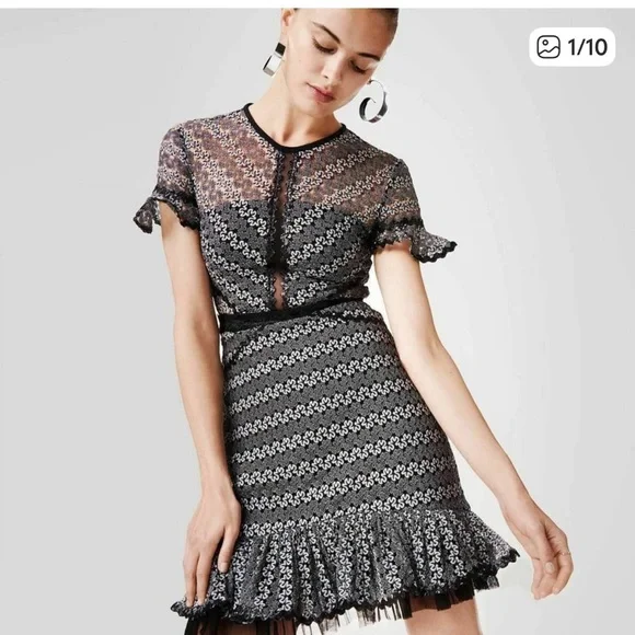 Three Floor, Elegant Black and White Women's Dress Size:4 - Picture 3 of 11